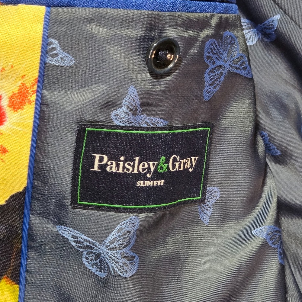 PAISLEY & GRAY Men's Floral Linen Blend Slim Fit Sports Jacket Size 42R - Picture 6 of 12